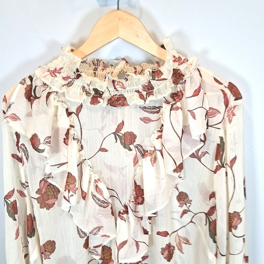 NWT Eloquii Elements Floral Sheer Ruffle Blouse Womens Sz 24 Smocked Romantic - Picture 3 of 14